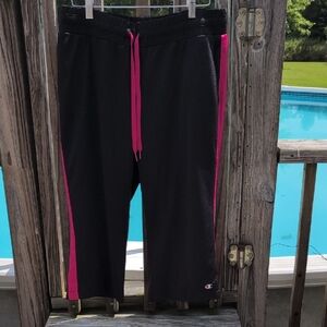 Champion Black Capris with Pink Stripes